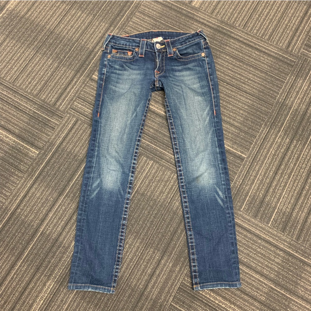 True Religion Women's Low Rise Straight Leg Denim Jeans. Size 27